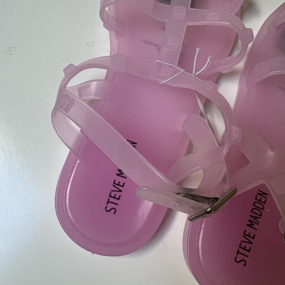 Steve Madden Girl’s Pastel Pink Jelly Sandals Size 4 Ankle Straps Buckles - Picture 7 of 7